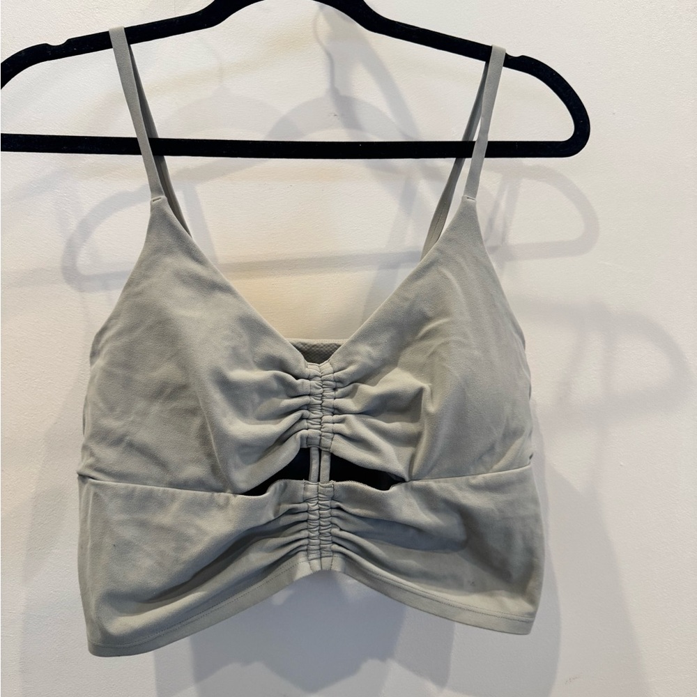 Longline Sports Bra / Workout Top, Sage Green, Athleta (Large)